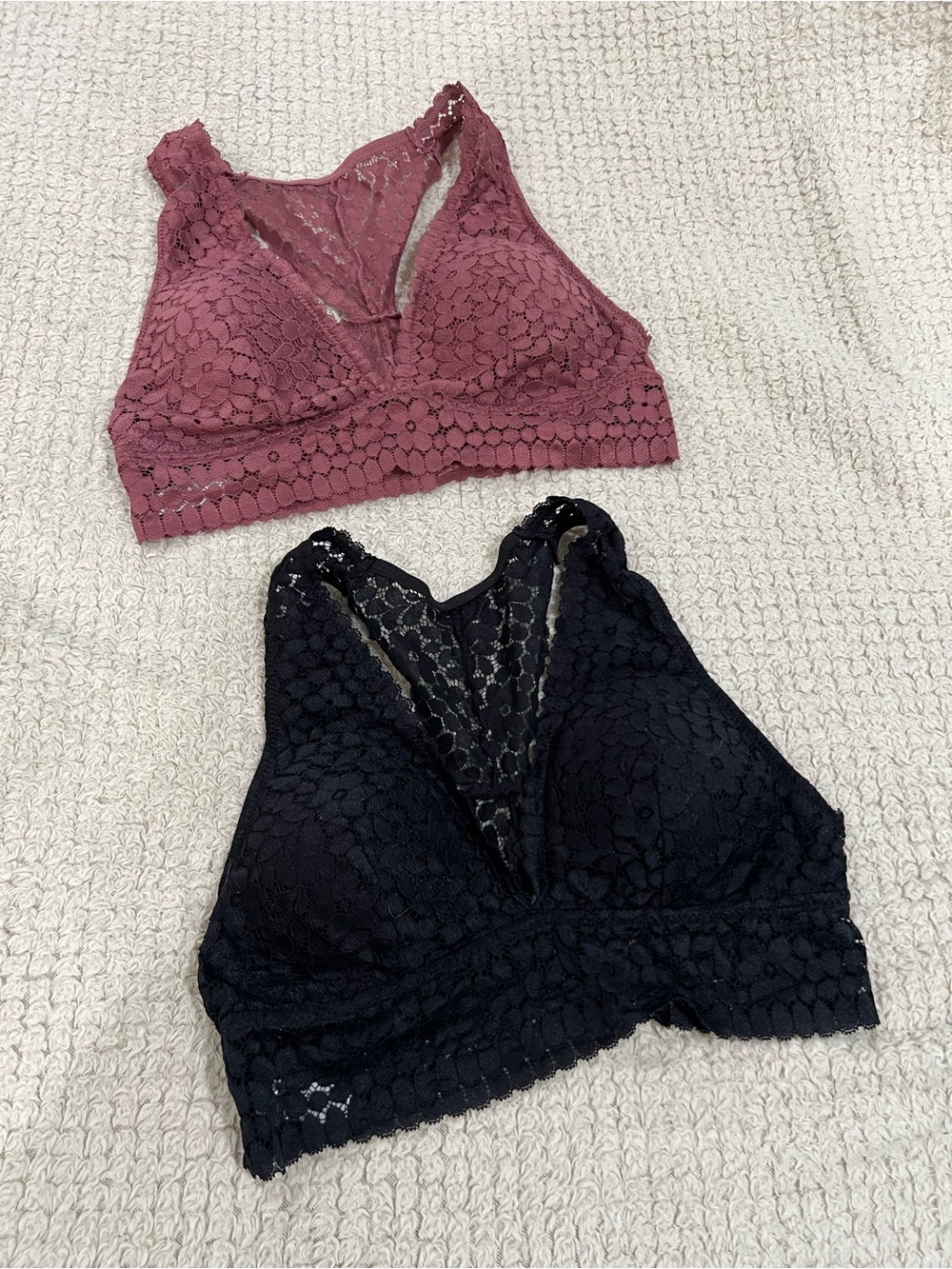 2 Marilyn Monroe Lace Bralettes - Dusty Rose & Black
